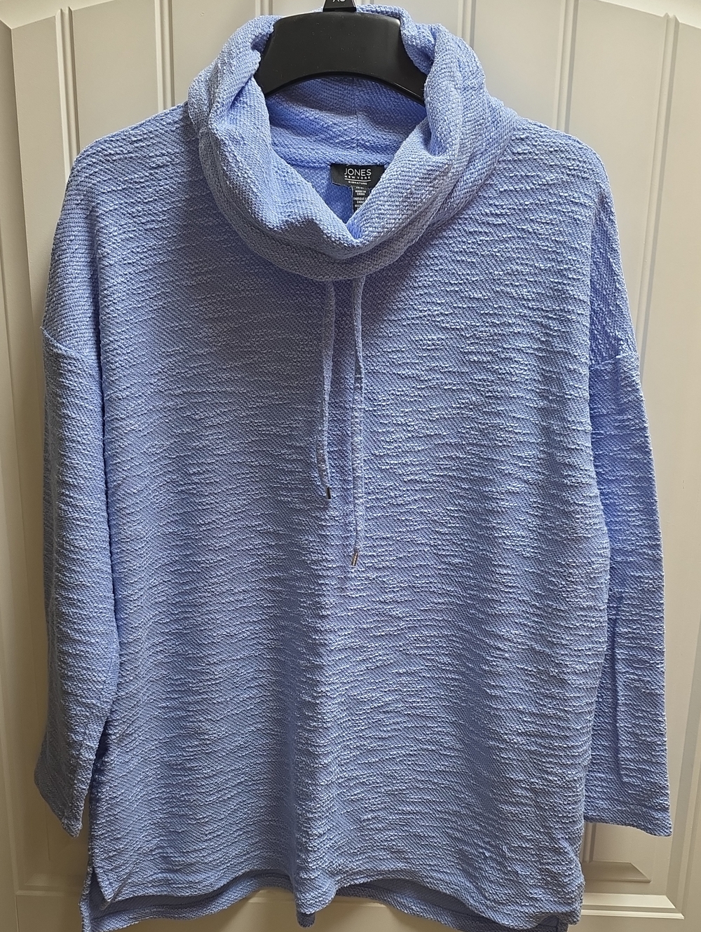 Jones New York Light Blue Textured Cowl Neck Pullover  Womens 1X